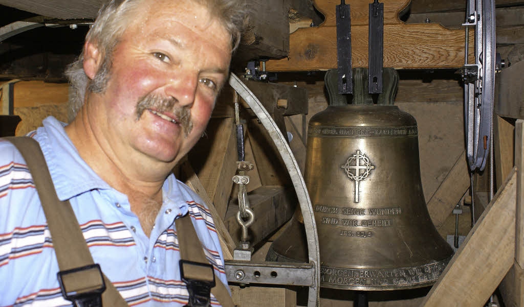 Die Dietrich-Bonhoeffer-Glocke im katholischen Kirchturm